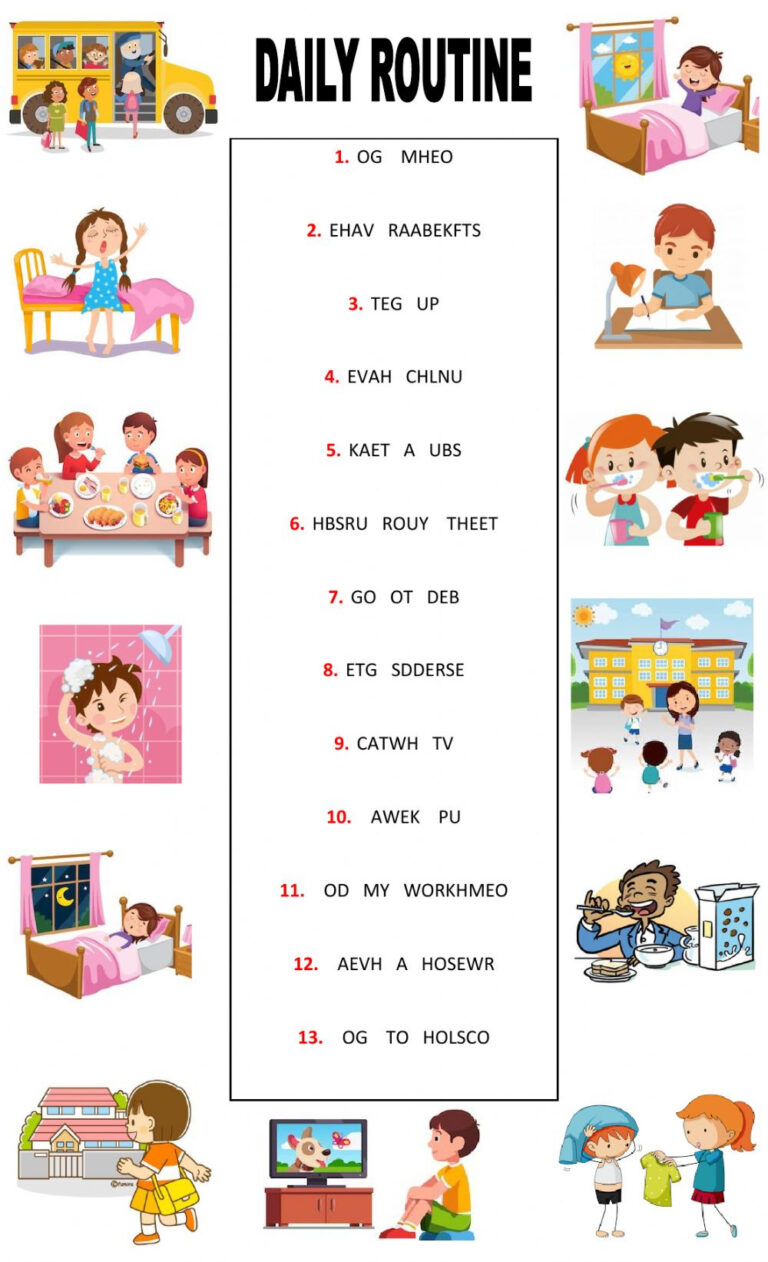 Daily Routines Printable Worksheets Peggy Worksheets