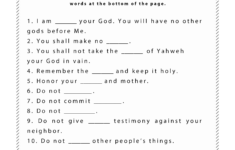 10 Commandments Printable Worksheets