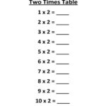 2x Table Worksheet Printable