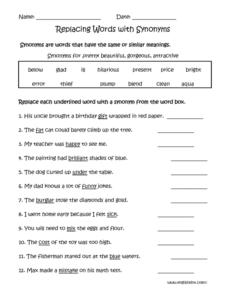 6th Grade Vocabulary Worksheets Printable