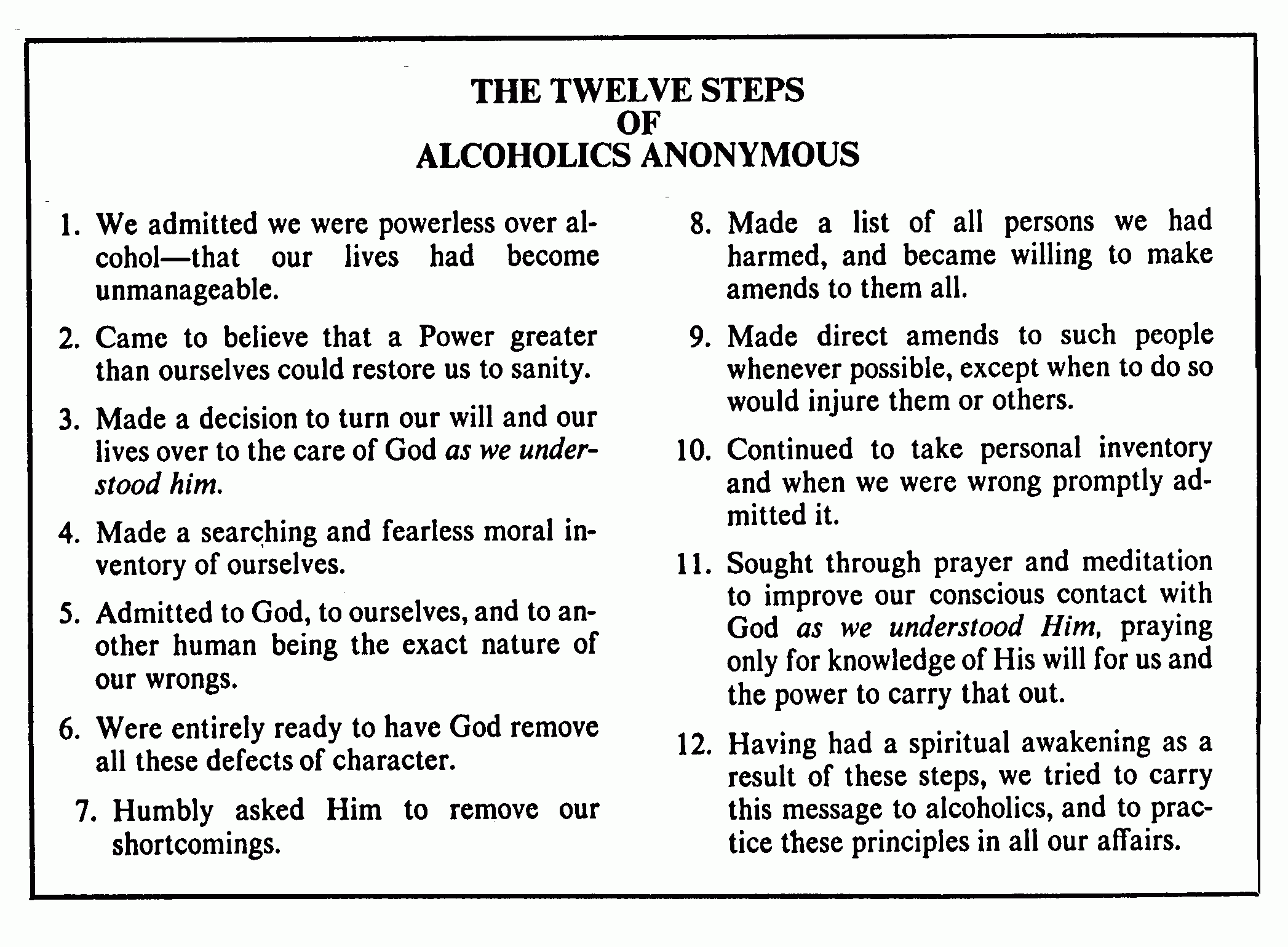 Aa 12 Steps Printable Worksheets Peggy Worksheets