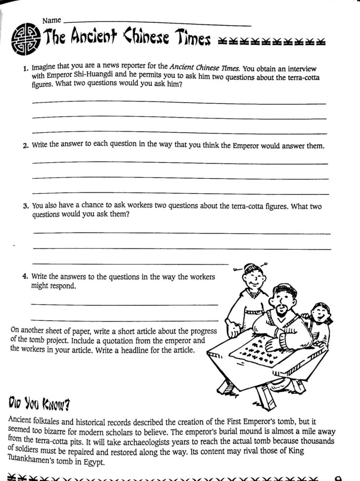 Ancient China Printable Worksheets