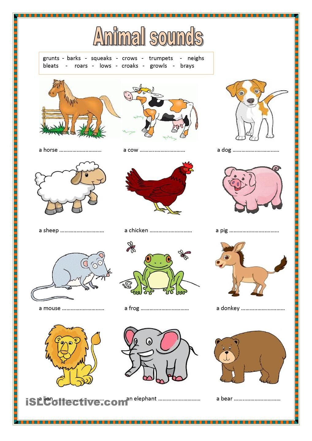 Animal Sounds key Included Animal Sounds Animal Sounds Activity 