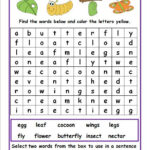 Butterfly Word Search Printable Worksheets