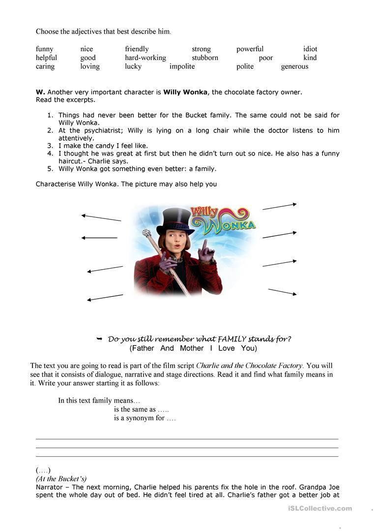 Charlie And The Chocolate Factory Worksheets Printable Printable 