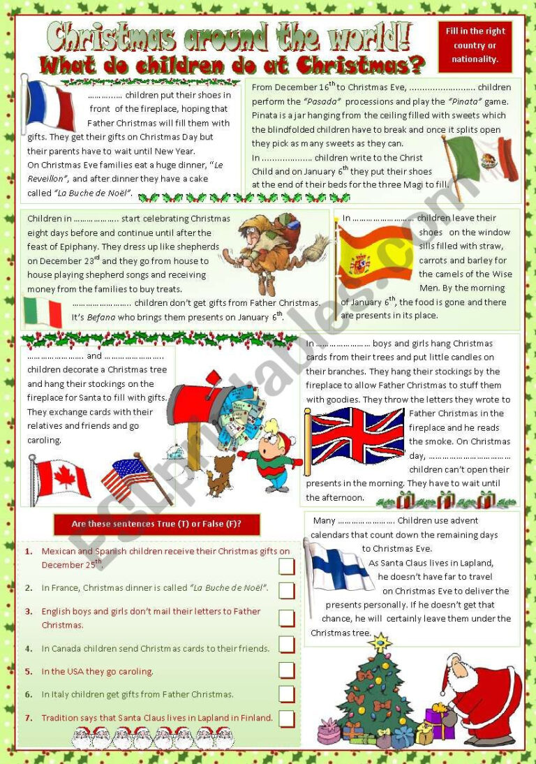 Christmas Around The World Worksheets Printables | Peggy Worksheets