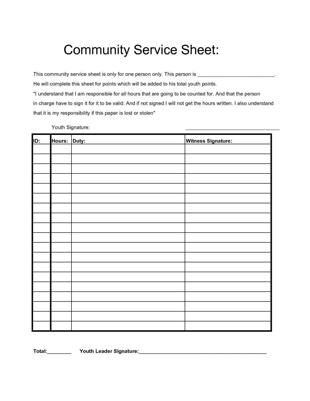 Community Service Printable Worksheets Printable Worksheets