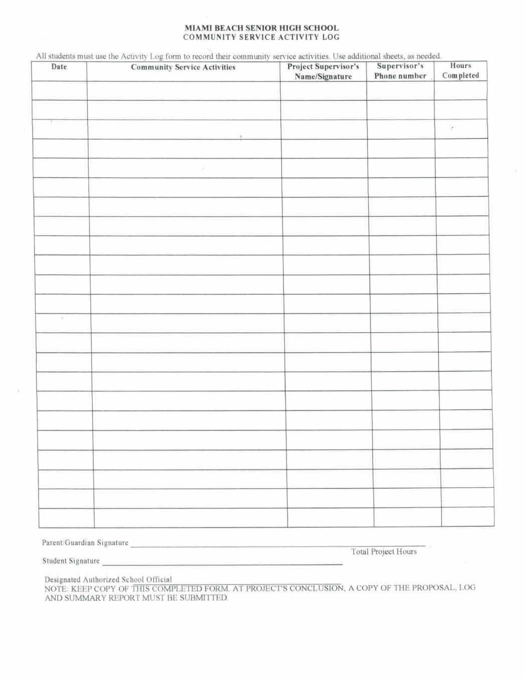 Community Service Worksheet