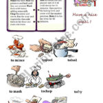 Cooking Verbs Printable Worksheets