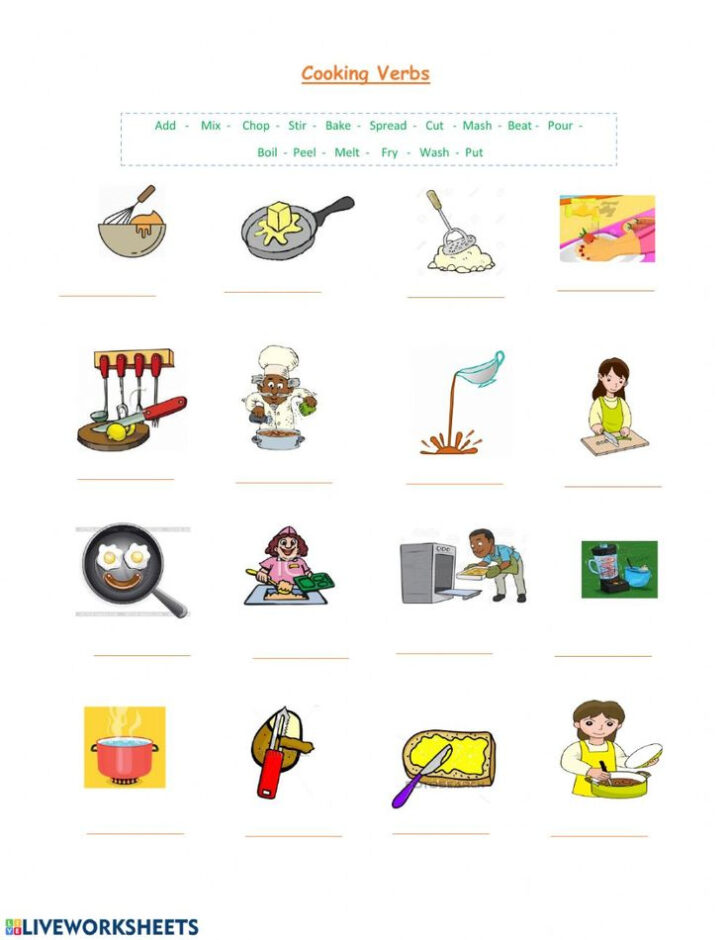 Cooking Verbs Printable Worksheets