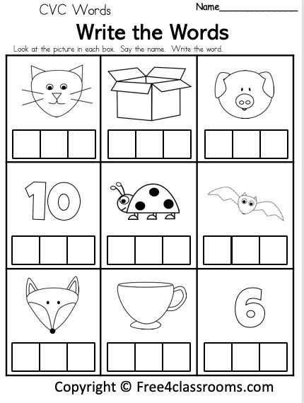 Free CVC Words Writing Worksheet Free4Classrooms Kindergarten 