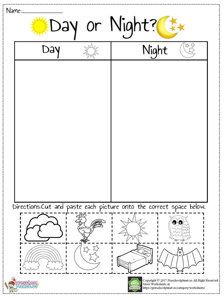 Day And Night Worksheet Kindergarten Worksheets Printable 