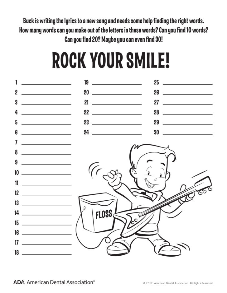 Dental Hygiene Printable Worksheets