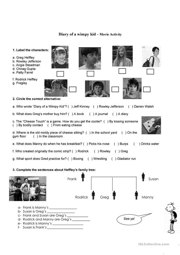 Diary Of A Wimpy Kid Movie 1 Worksheet Free ESL Printable Worksheets 