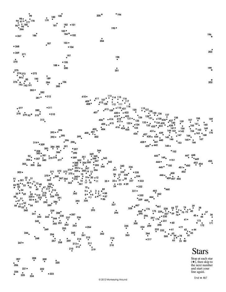 Difficult Dot To Dot Printable Worksheets