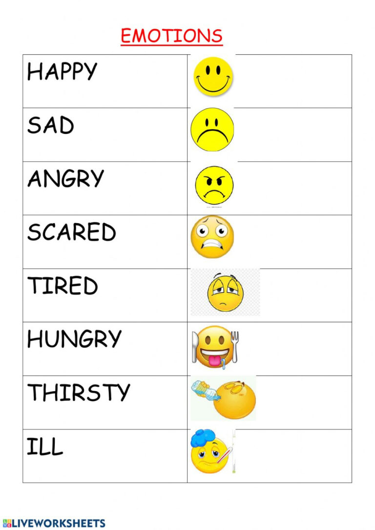 Feelings And Emotions Worksheets Printable | Peggy Worksheets