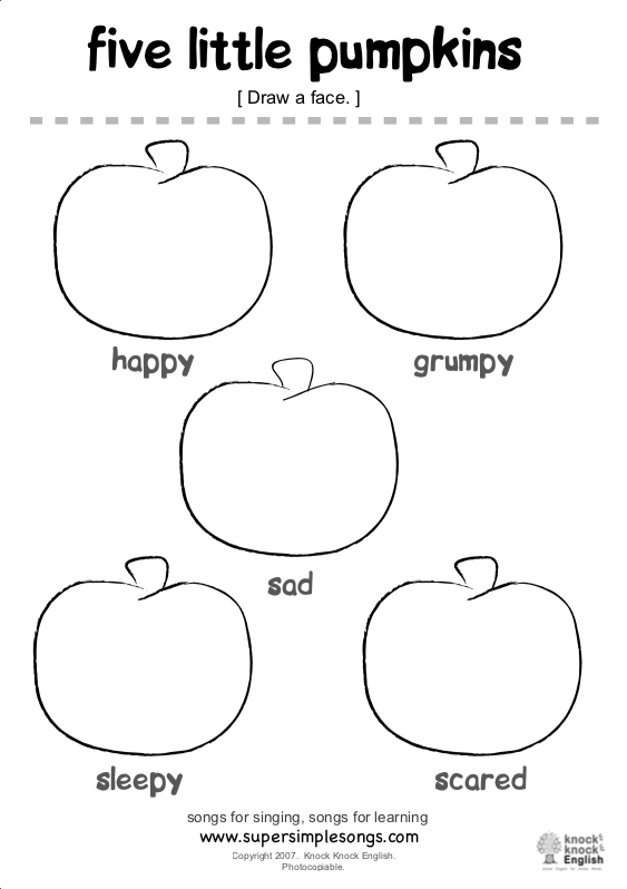 Five Little Pumpkins Worksheet Super Simple