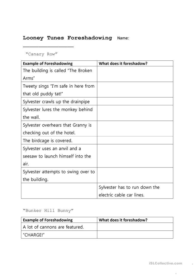 Foreshadowing Worksheets Printable Printable Worksheets