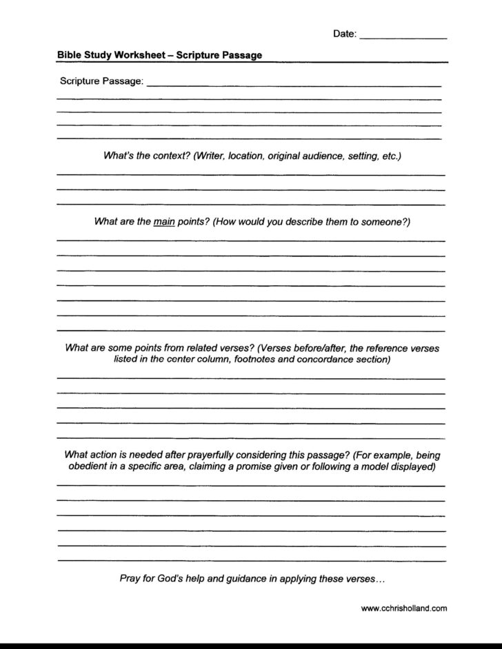 Free Printable Bible Study Worksheets For Adults