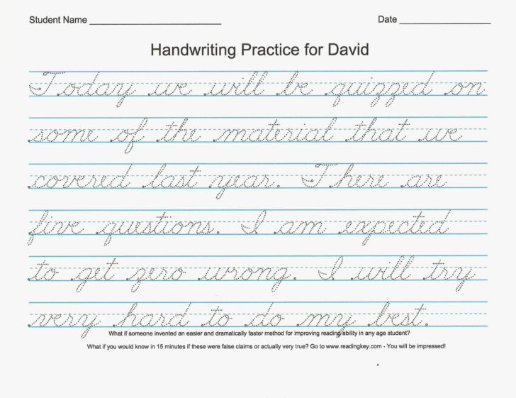 Free Printable Cursive Writing Worksheets For 4th Grade