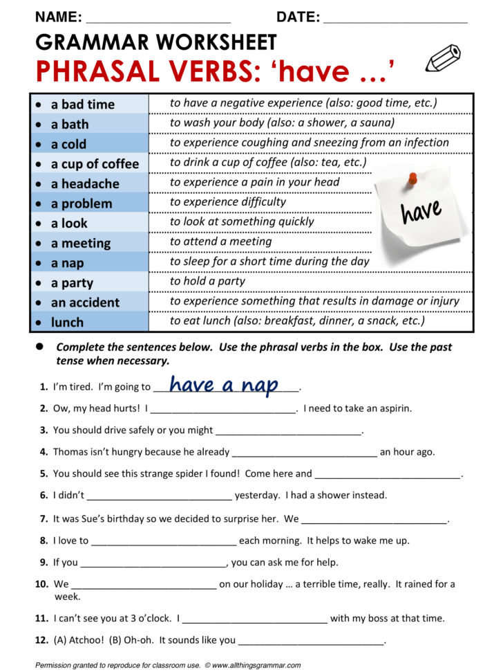 Free Printable Grammar Worksheets For Highschool Students