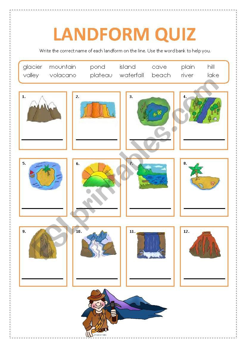 Landform Printable Worksheets Db excel