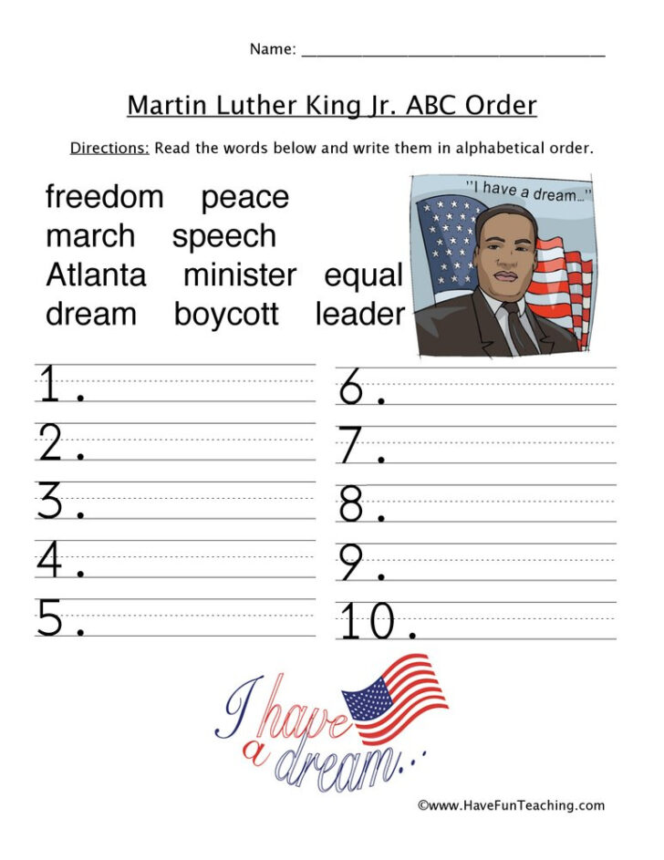 Free Printable Martin Luther King Jr Worksheets