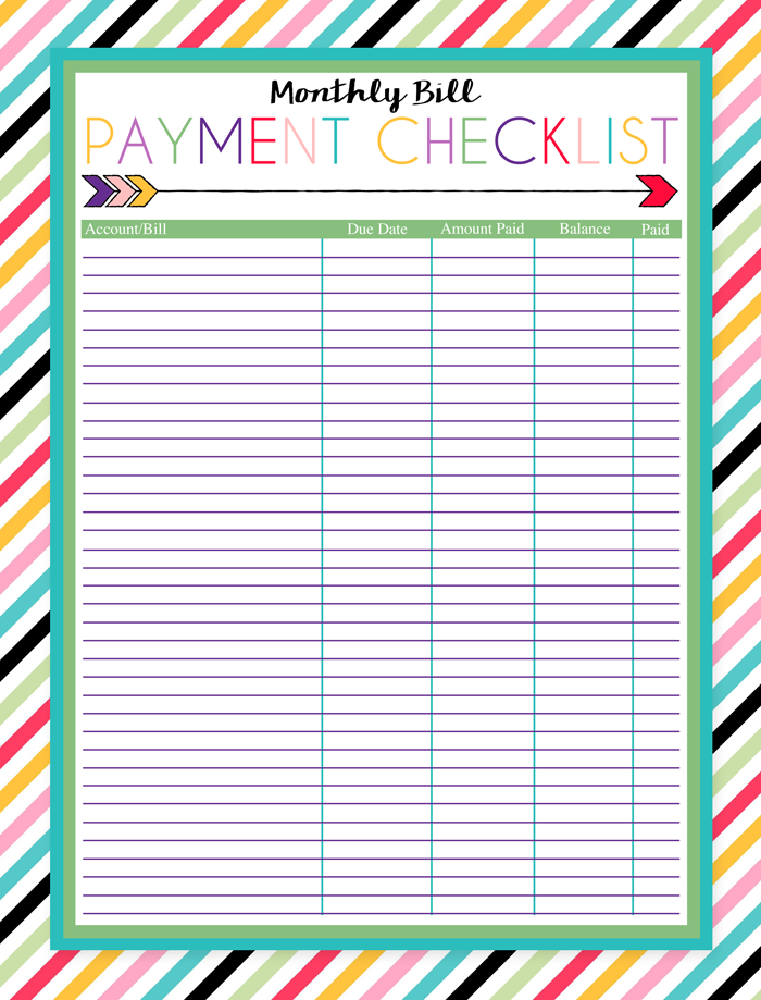 Search Results For Free Printable Monthly Bill Payment Worksheet 