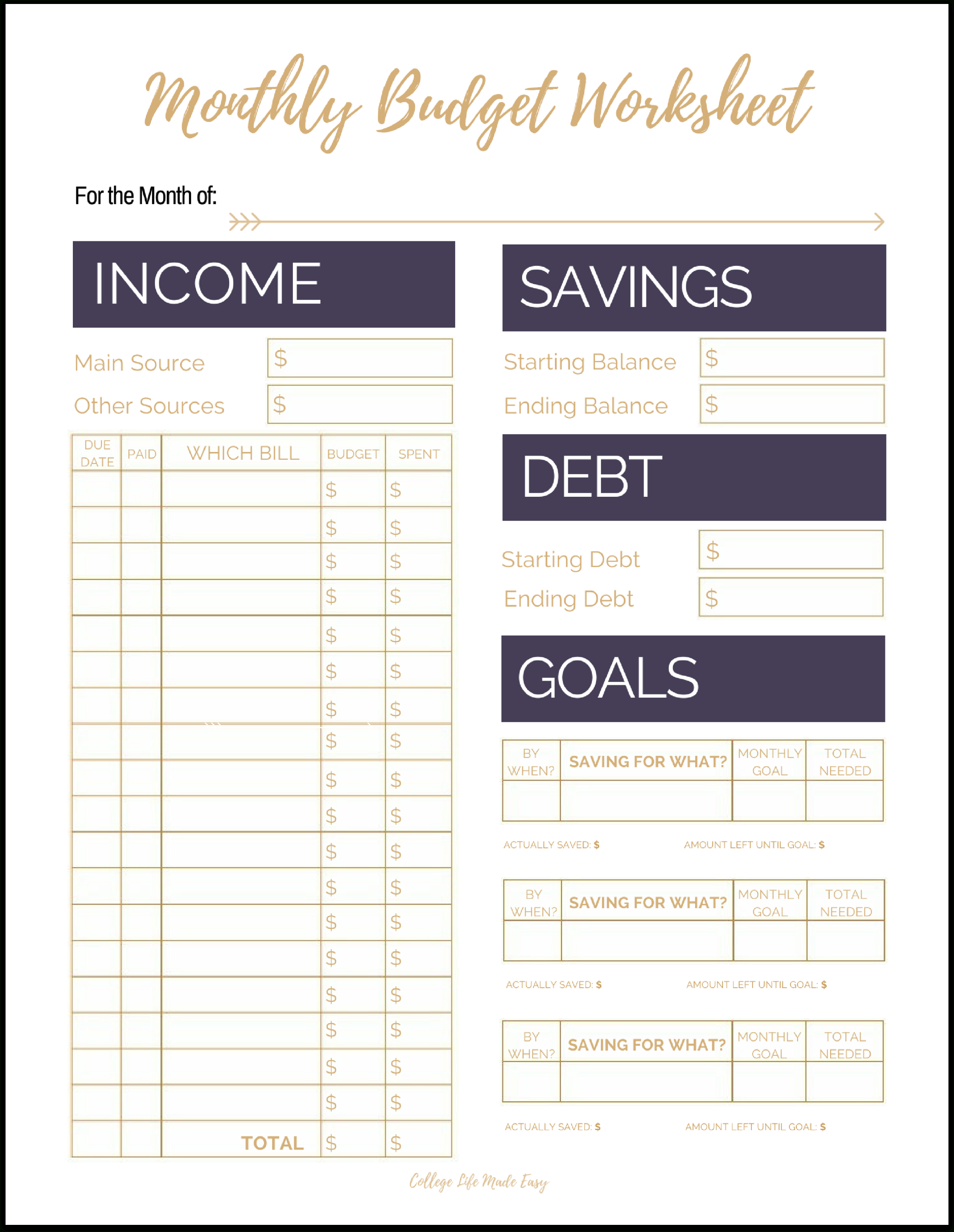 Free Printable Monthly Bills Worksheet Printable Worksheets