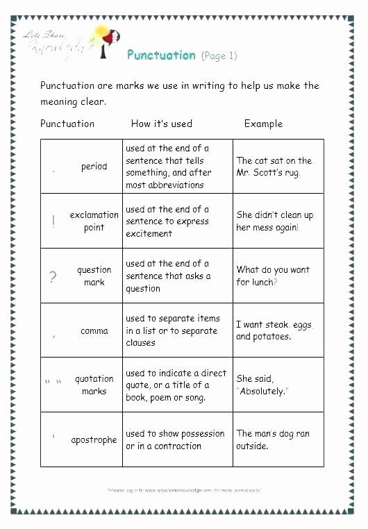 Commas Worksheets 5th Grade Punctuation Worksheets For Grade 1 Free 