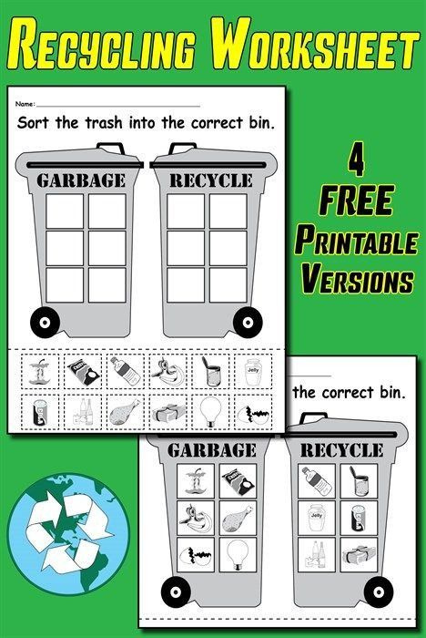 Recycling Worksheets For Kindergarten Sorting Trash Earth Day Recycling 