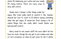 Self Control Character Reading Comprehension Worksheet Have Fun Teaching