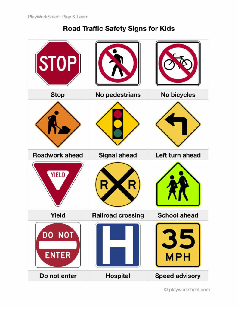 Free Printable Traffic Signs Worksheets | Peggy Worksheets