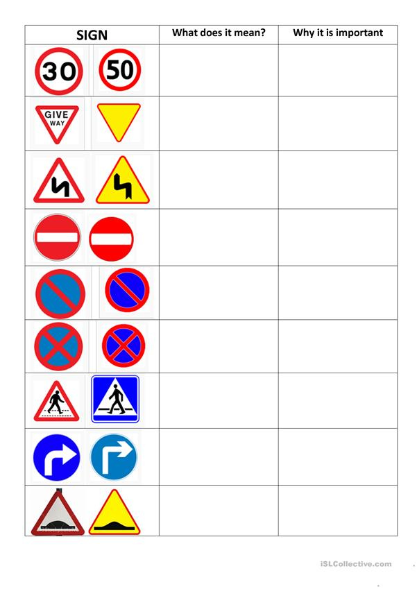 Road Signs Worksheet Free ESL Printable Worksheets Made By Teachers