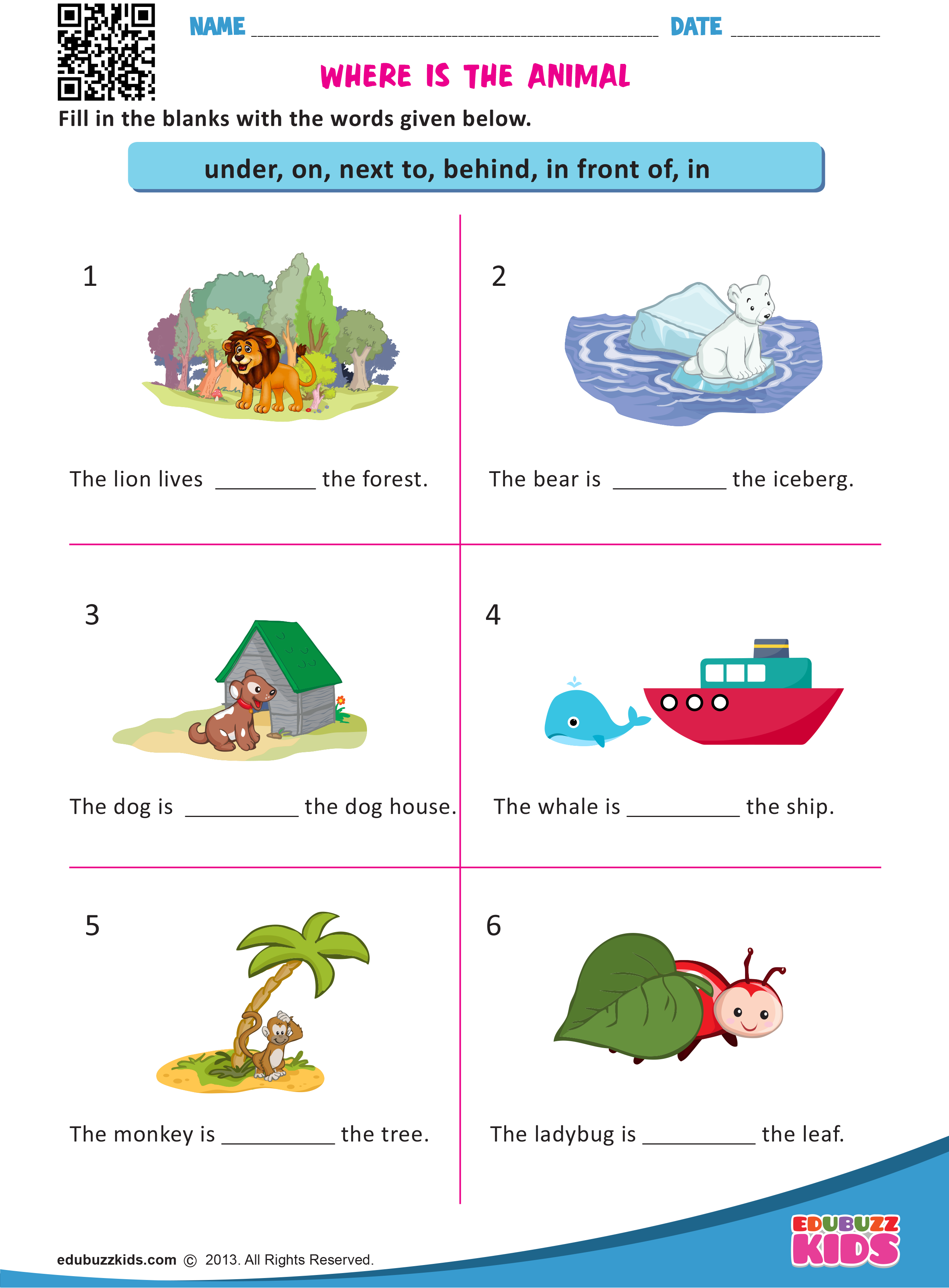 Where Is The Animal Preposition Worksheets English Prepositions 