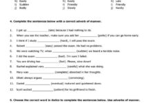 Free Printable Worksheets On Adverbs For Grade 5 Forms Worksheets