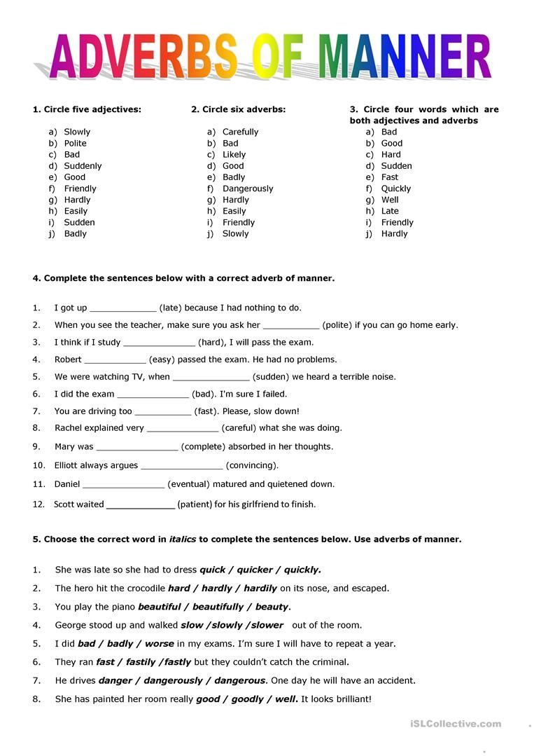 Free Printable Worksheets On Adverbs For Grade 5 Forms Worksheets 