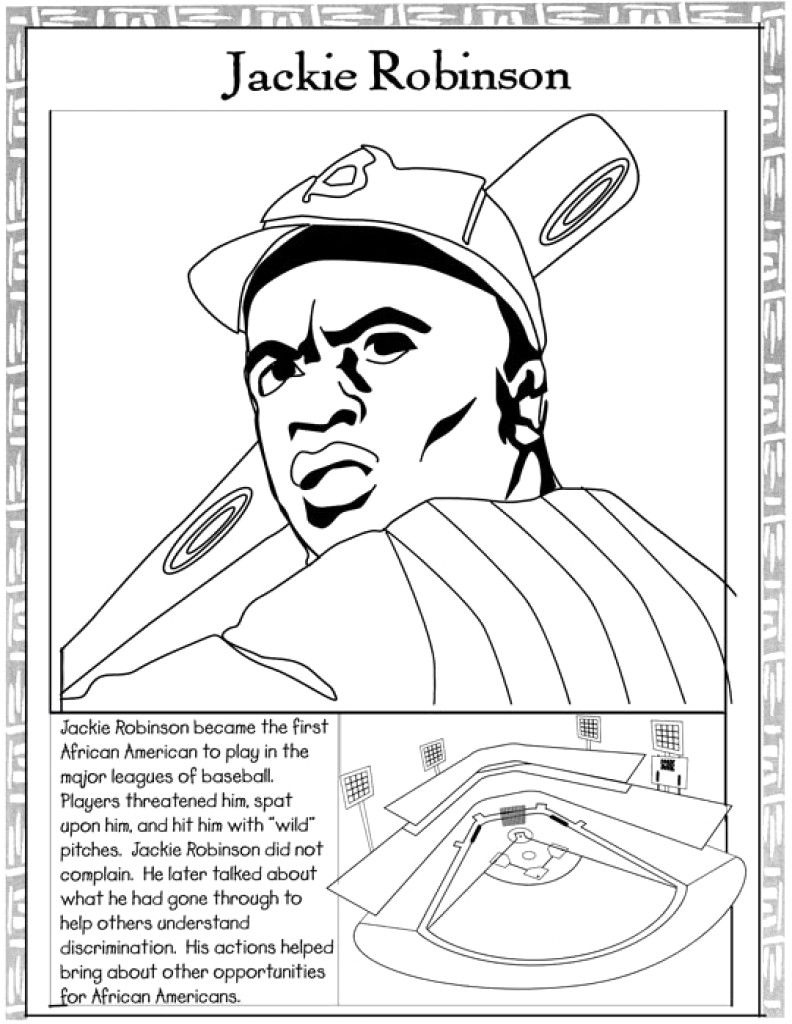 HISTORY Coloring Page Jackie Robinson Black History Month Crafts 