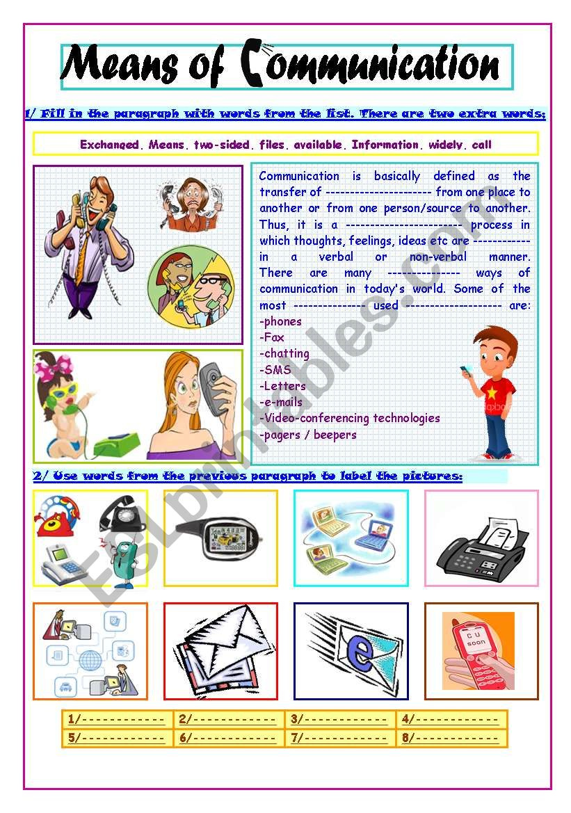 Means Of Communication ESL Worksheet By Sassouki