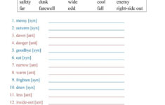 Free Printable Worksheets Synonyms Antonyms And Homonyms Printable