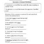 Free Printable Worksheets Synonyms Antonyms And Homonyms