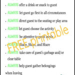 Hospitality Worksheets Printable