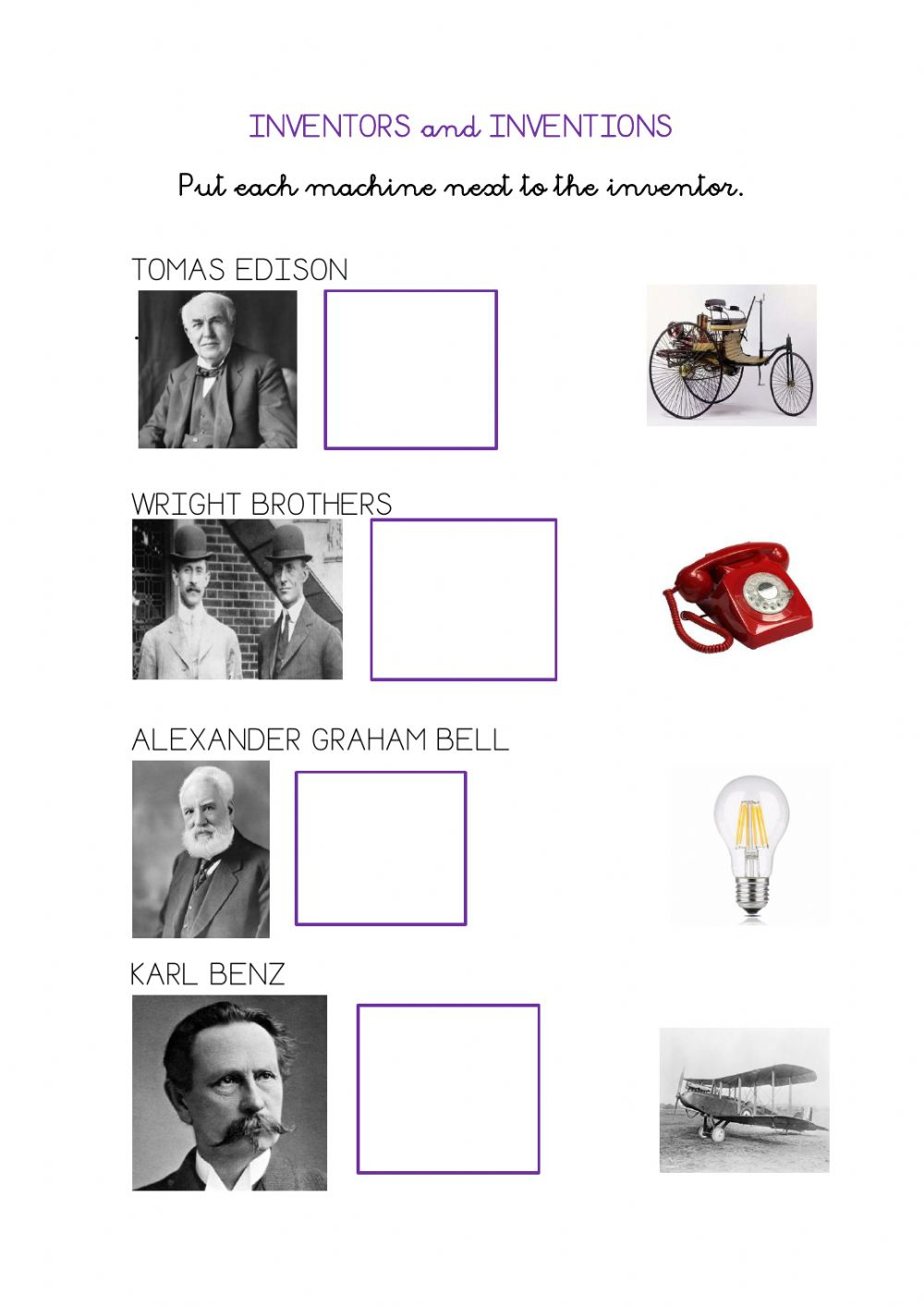 Inventors And Inventions Activity