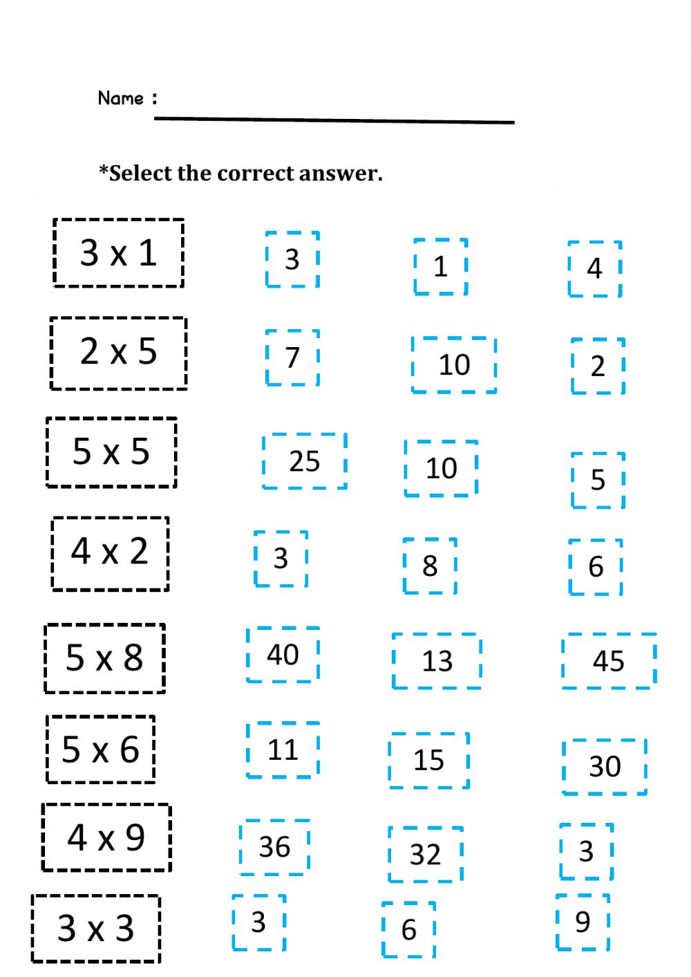 Multiplication Facts 1 5 Worksheet