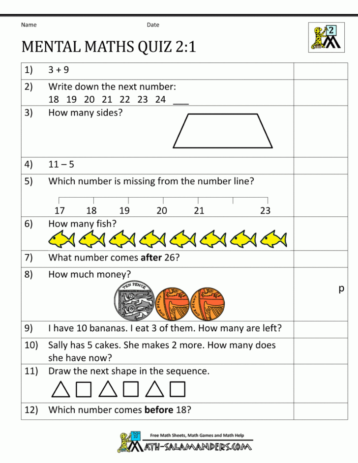 Key Se 1 Maths Printable Worksheets