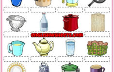 Kitchen Utensils ESL Matching Exercise Worksheets For Kids Kitchen
