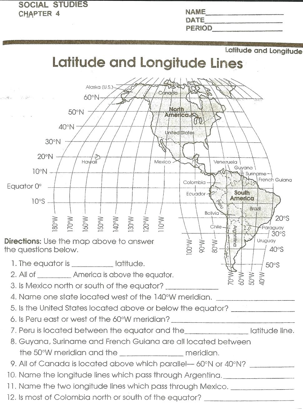 Latitude And Longitude Worksheets Free Printable Printable Worksheets