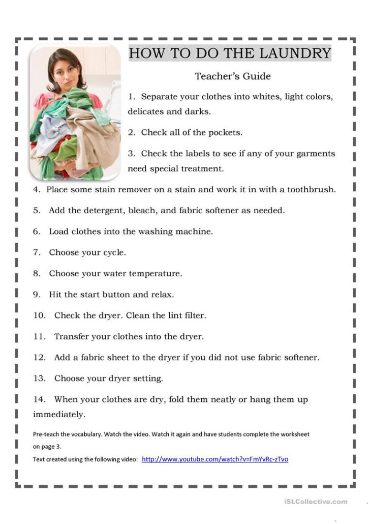 Laundry Worksheets Printable | Peggy Worksheets