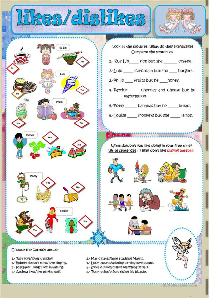 Likes And Dislikes Printable Worksheets Peggy Worksheets
