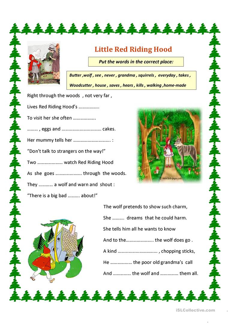 Little Red Riding Hood Worksheet Free ESL Printable Worksheets Made 